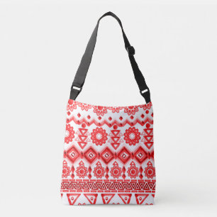 Bolso Cruzado Tribus rojas, acuarela, patrón étnico.
