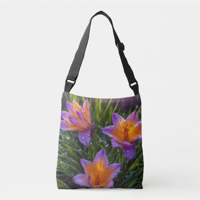 Bolso Cruzado Trío de flores de azafrán (Anverso)