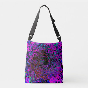 Bolso Cruzado Trípedo negro y magenta retro líquido giratorio