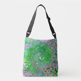Bolso Cruzado Trippy Lime Green y Pink Resumen Swirt Retro