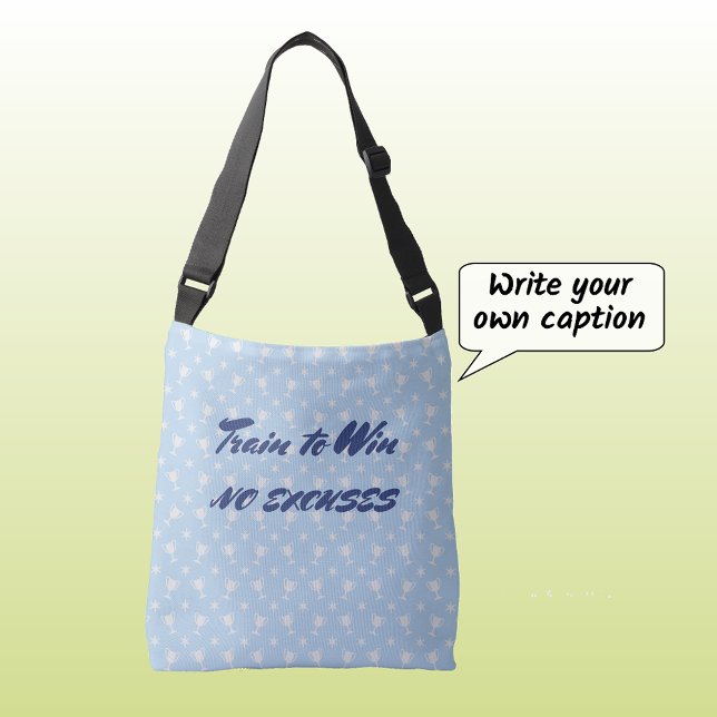 Bolso Cruzado Trofeo deportivo motivador personalizado texto azu (Cross-body bag light blue)