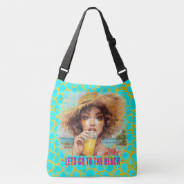 Bolso Cruzado Tropical Beach, Lets Go to The Beach,Orange Turquo