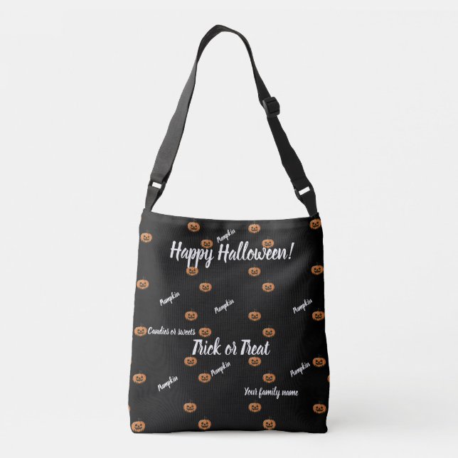 Bolso Cruzado truco o trato, nombre, halloween personalizado Pum (Reverso)