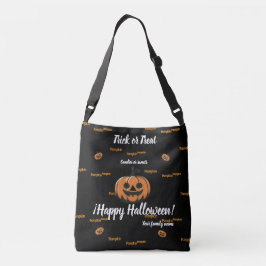 Bolso Cruzado truco o trato, nombre, halloween,Pumpki personaliz