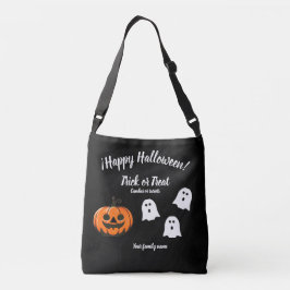 Bolso Cruzado truco o trato, nombre, halloween,Pumpki personaliz