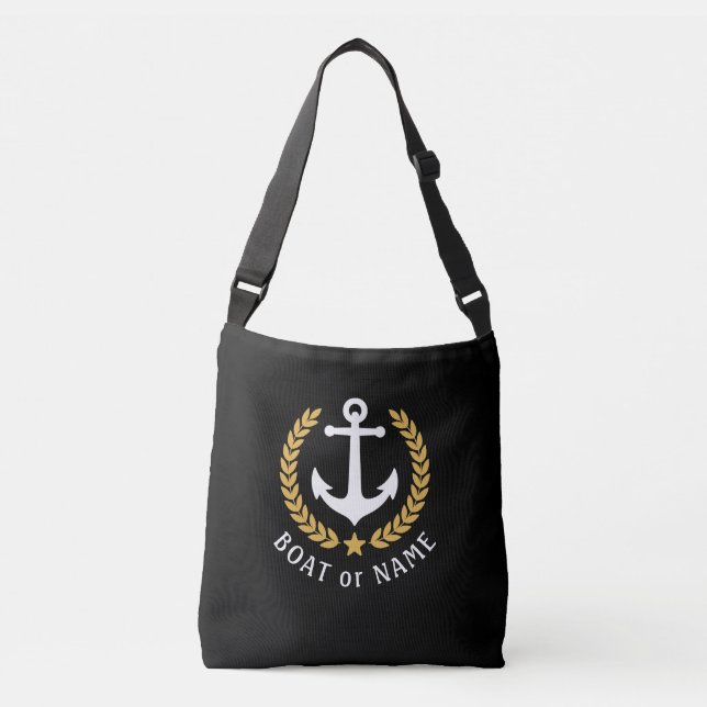 Bolso Cruzado Tu nombre de barco Anchor Laurel de estilo de oro  (Anverso)