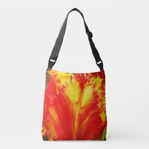 Bolso Cruzado Tulipán Curly De Cierre Rojo Y Amarillo