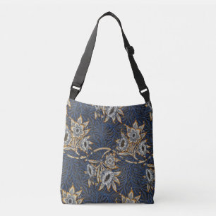 Bolso Cruzado Tulipán de sauce patrón azul floral de William Mor