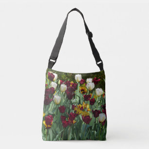 Bolso Cruzado Tulipanes coloridos de color marrón y amarillo