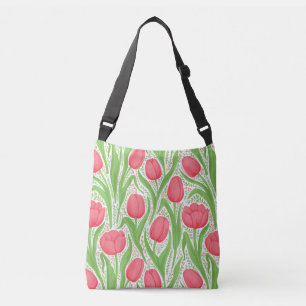 Bolso Cruzado Tulipanes en rojo y verde