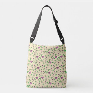 Bolso Cruzado Tulipanes púrpura sobre fondo amarillo
