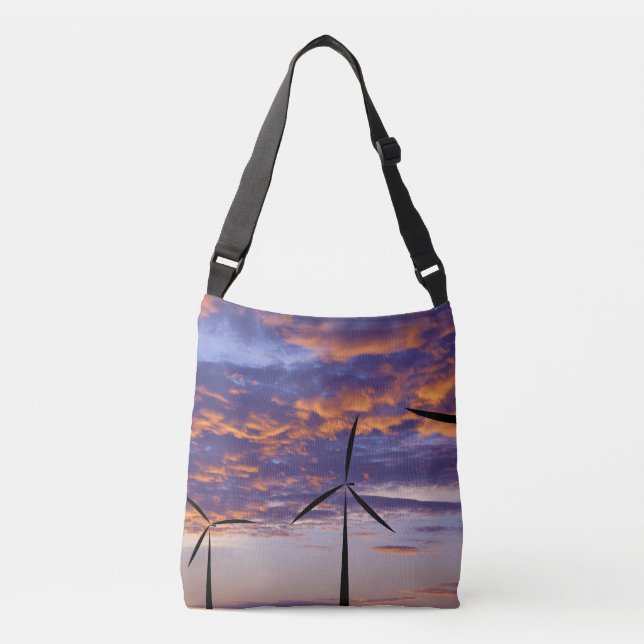 Bolso Cruzado Turbina de molino de viento al atardecer (Anverso)