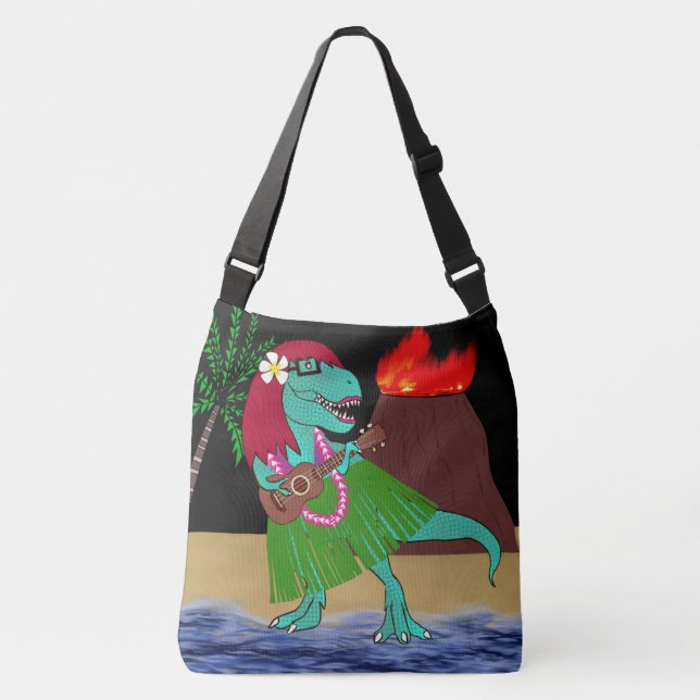 Bolso Cruzado Ukulele hawaiano del dinosaurio (Anverso)