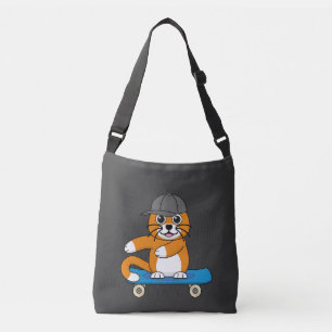 Bolso Cruzado Un gato Naranja lindo en un Personalizado de skate