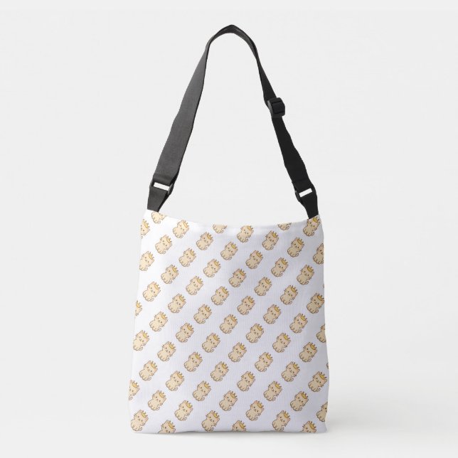 Bolso Cruzado Un majestuoso gato cariñoso con una corona (Anverso)