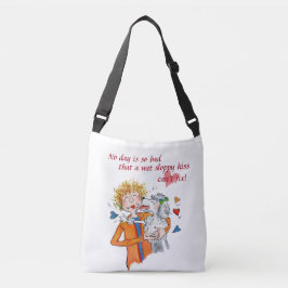 Bolso Cruzado Un perro caniche a nuestra mujer en rojo