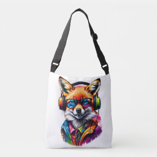 Bolso Cruzado Un zorro con audífonos y gafas