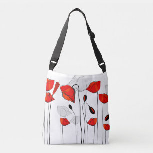 Bolso Cruzado Una fila de amapolas rojas