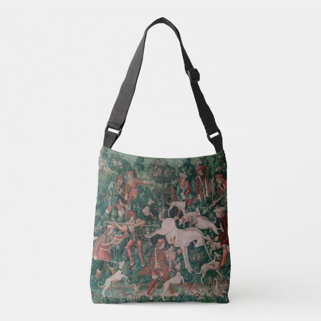 Bolso Cruzado Unicorn Caza Arte Medieval, Unicorn Se Defiende A  (Anverso)