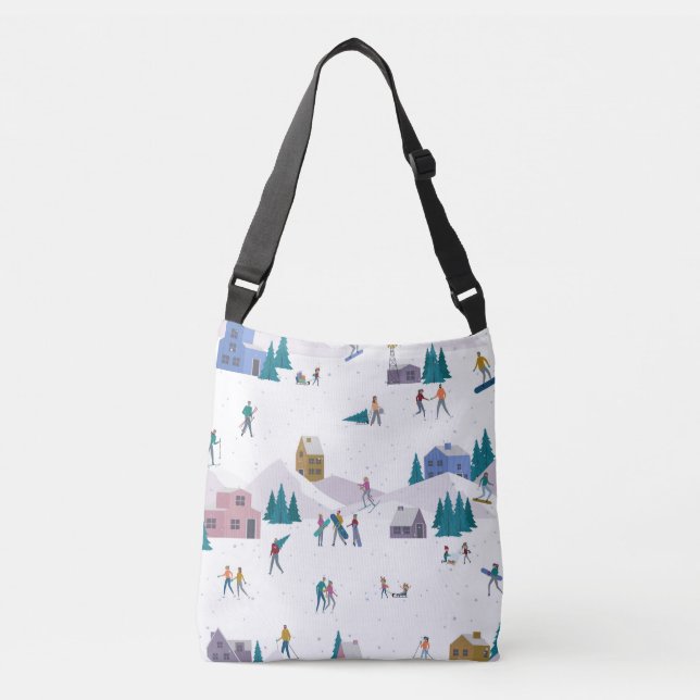 Bolso Cruzado Vacaciones en los Alpes de Invierno: gente activa  (Anverso)