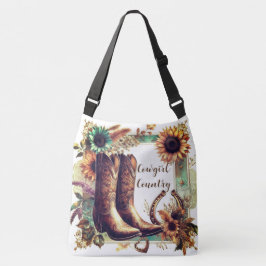 Bolso Cruzado Vaquera Rústico Occidental Girasol y Botas 