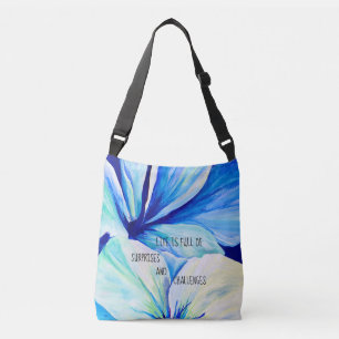 Bolso Cruzado Vattenfärgen Pétalos de flores azules persas Mönst