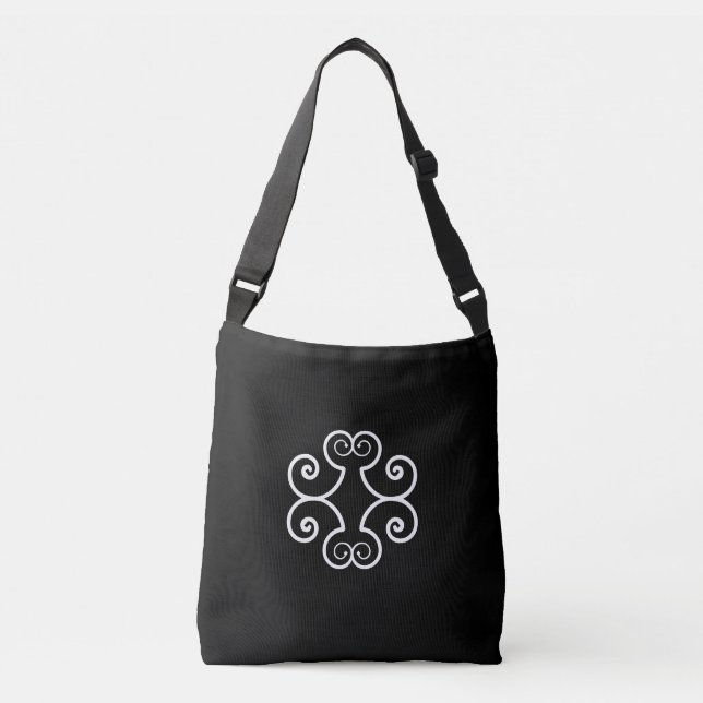 Bolso Cruzado Vector de espiral blanca sobre negro (Anverso)