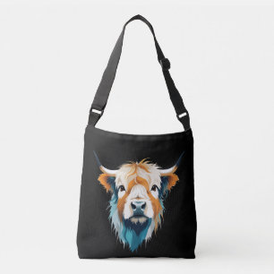 Bolso Cruzado Vector de vaca Highland con colores vibrantes
