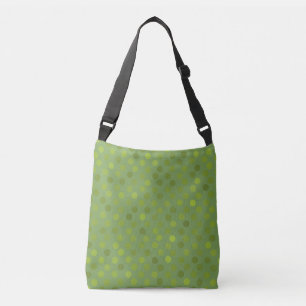 Bolso Cruzado verde aguacate, verde musgo y lunares de pepino