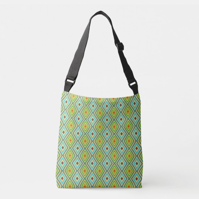 Bolso Cruzado Verde Azul Geométrico Único  (Anverso)