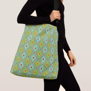 Bolso Cruzado Verde Azul Geométrico Único
