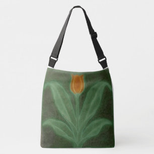 Bolso Cruzado Verde con tulipán amarillo