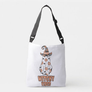 Bolso Cruzado "Vibes de brujería" Naranja fantasma de Halloween