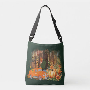 Bolso Cruzado Vibes De Otoño, Un Coche Cargado Con Calabaza