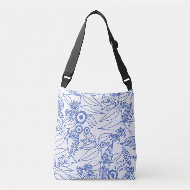 Bolso Cruzado Vinas y flores azules (Anverso)