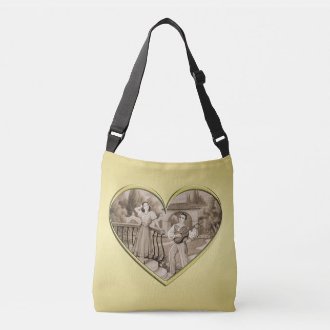 Bolso Cruzado Viñeta Romance, hombre y mujer, oro (Anverso)