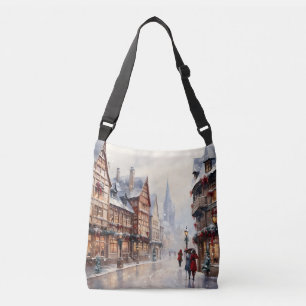 Bolso Cruzado Vintage Christmas Village Street Holiday