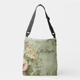 Bolso Cruzado Vintage Floral Rose Greenery 