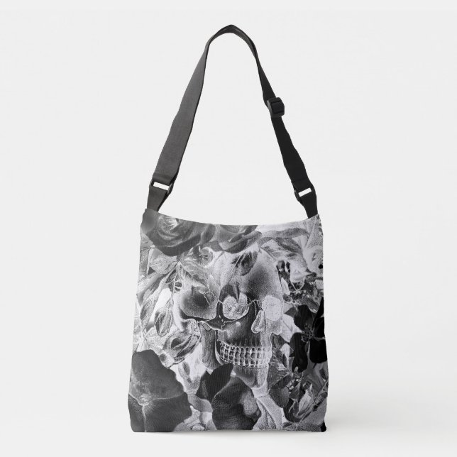Bolso Cruzado Vintage Floral Skull Midnight (Anverso)