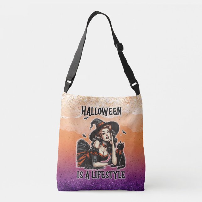 Bolso Cruzado Vintage Pin-up Halloween Witches (Reverso)