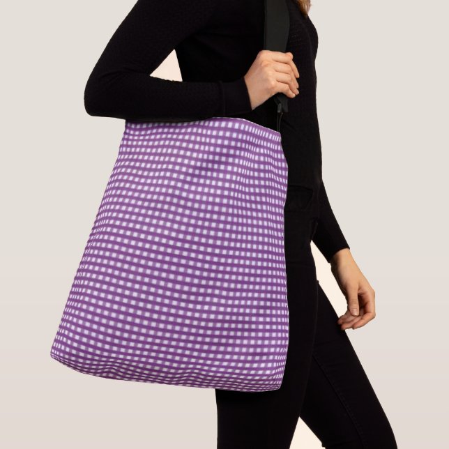 BOLSO CRUZADO "VINTAGE PURPLE LILAC GINGHAM CHECKS" (Detalle)