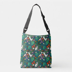 Bolso Cruzado Vintage Rústica Verdor Bunny Floral Garden 