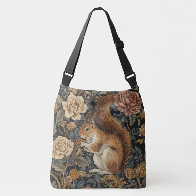 Bolso Cruzado Vintage Squirrel and Flowers Pattern  (Anverso)