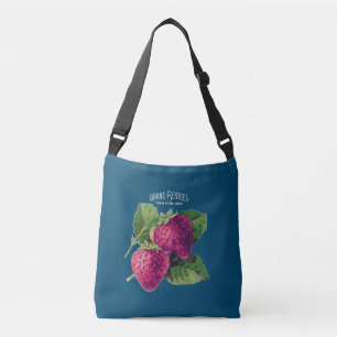 Bolso Cruzado Vintage Strawberry Berry Añadir tu nombre Blue Gre