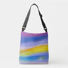 Bolso Cruzado Violeta y Rayo Dorado Abstracto