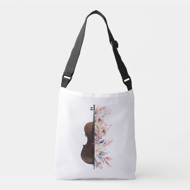 Bolso Cruzado Violín con flores. (Anverso)