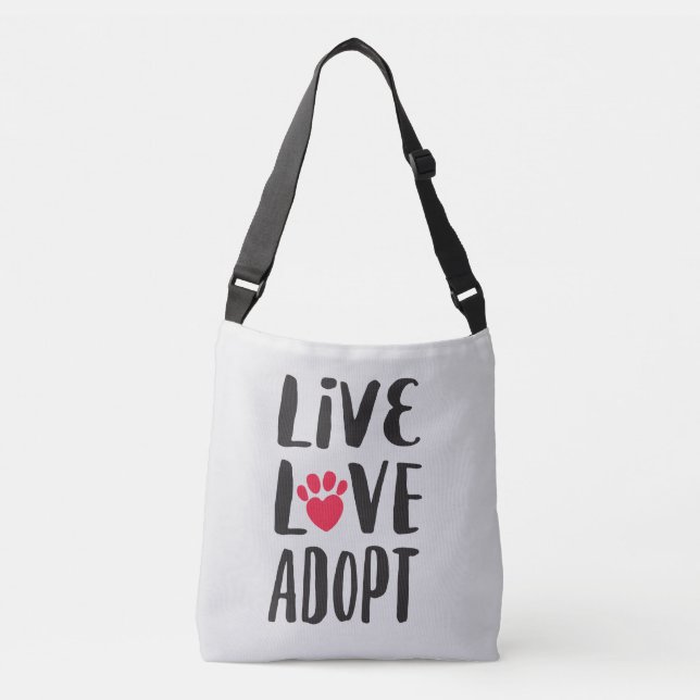Bolso Cruzado Vivo. Amor. Adopte la adopción del mascota (Anverso)