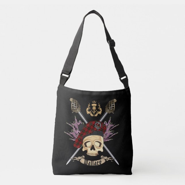 Bolso Cruzado Wallace Skull & Croswords Drawstring Bag (Anverso)