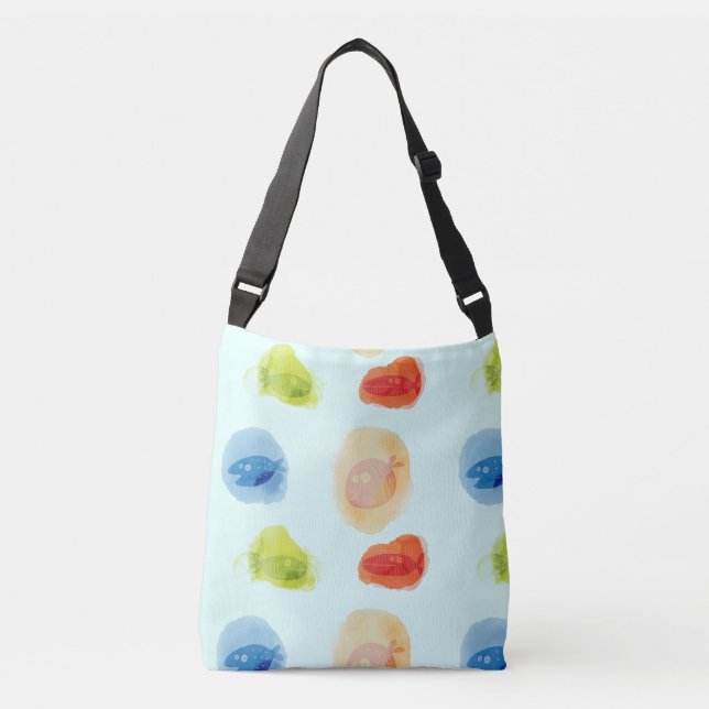 Bolso Cruzado Watercolor Comic Personalizado Fish (Anverso)
