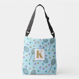 Bolso Cruzado Whimsical Badminton Birdies Rackers dibujados a ma